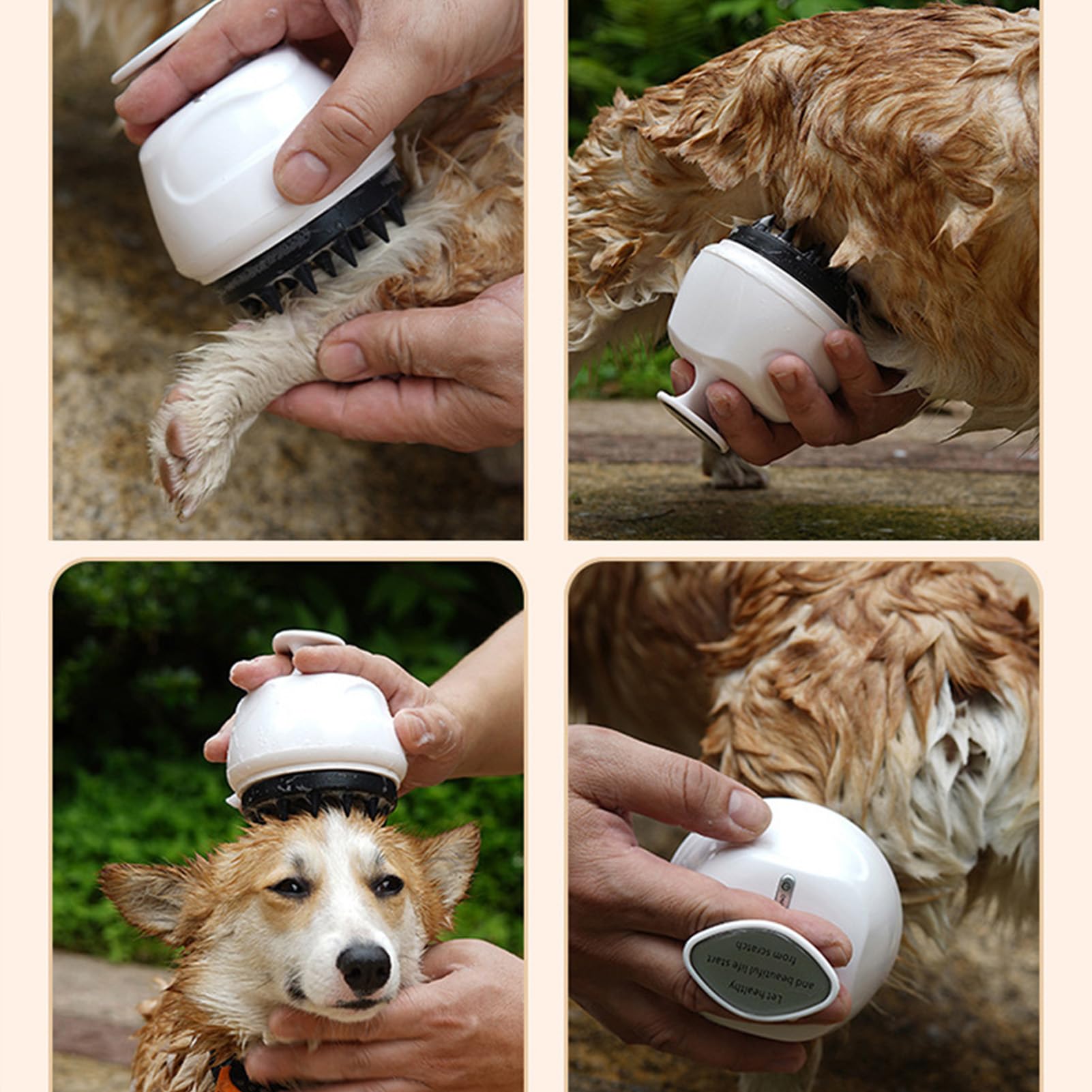 Cepillo eléctrico para perros mientras que IPX7 es impermeable, cepillo de limpieza autolimpiante, cerdas sin dolor, cepillo de baño para perros para baño, masaje relajante, peine de goma para perros