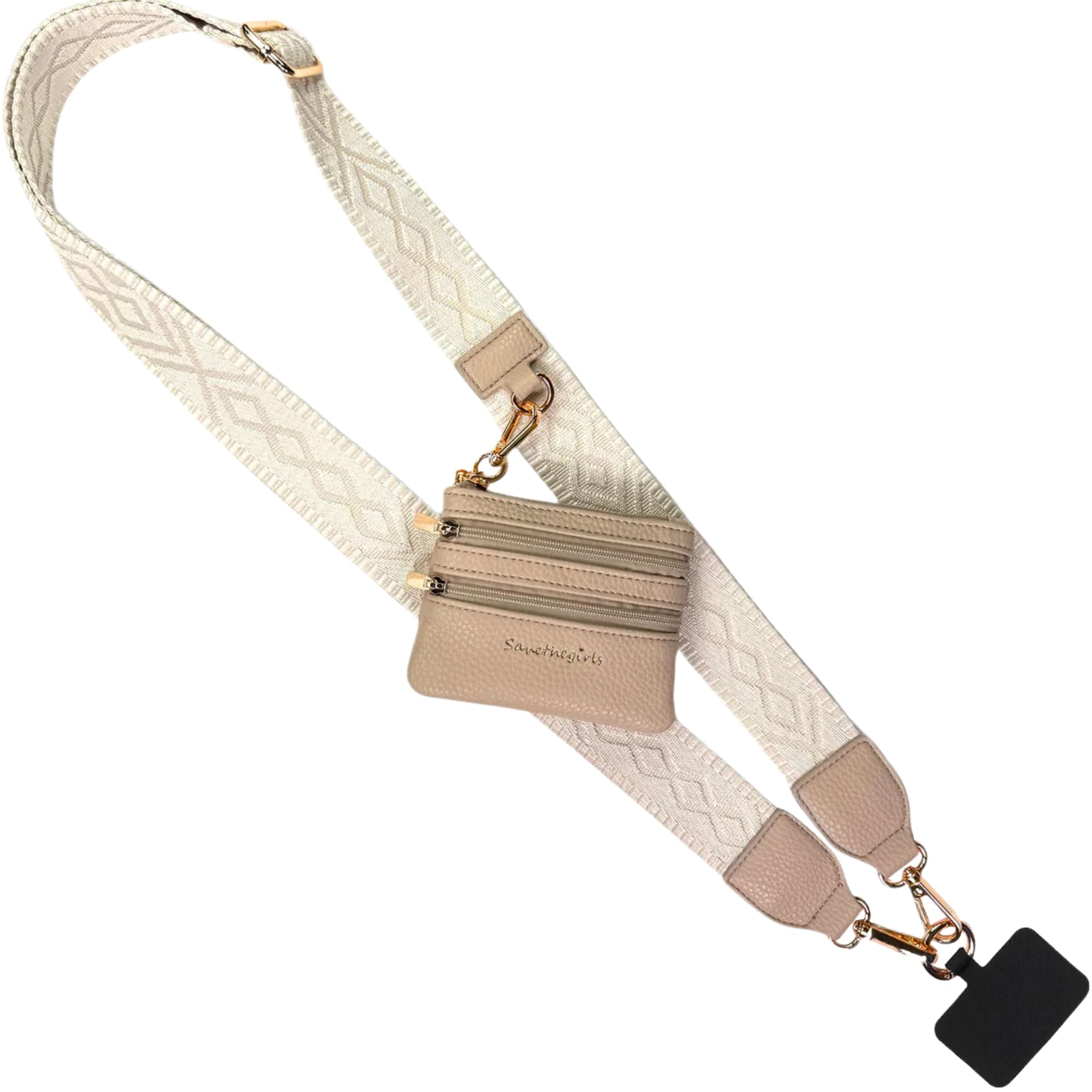 Save the Girls Clip &amp; Go Phone Lanyard with Wallet Pouch, Classic Ivory