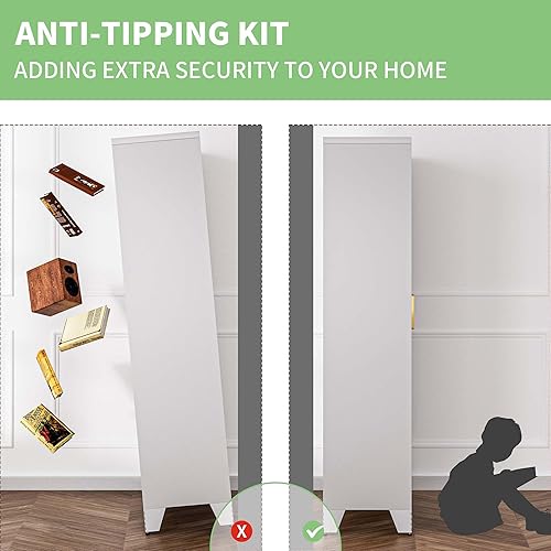 Miniatura 7 de COFaR Armario blanco de despensa de cocina con 2 puertas de granero, 3 estantes y patas ajustables, para armario, comedor, baño, sala de estar,