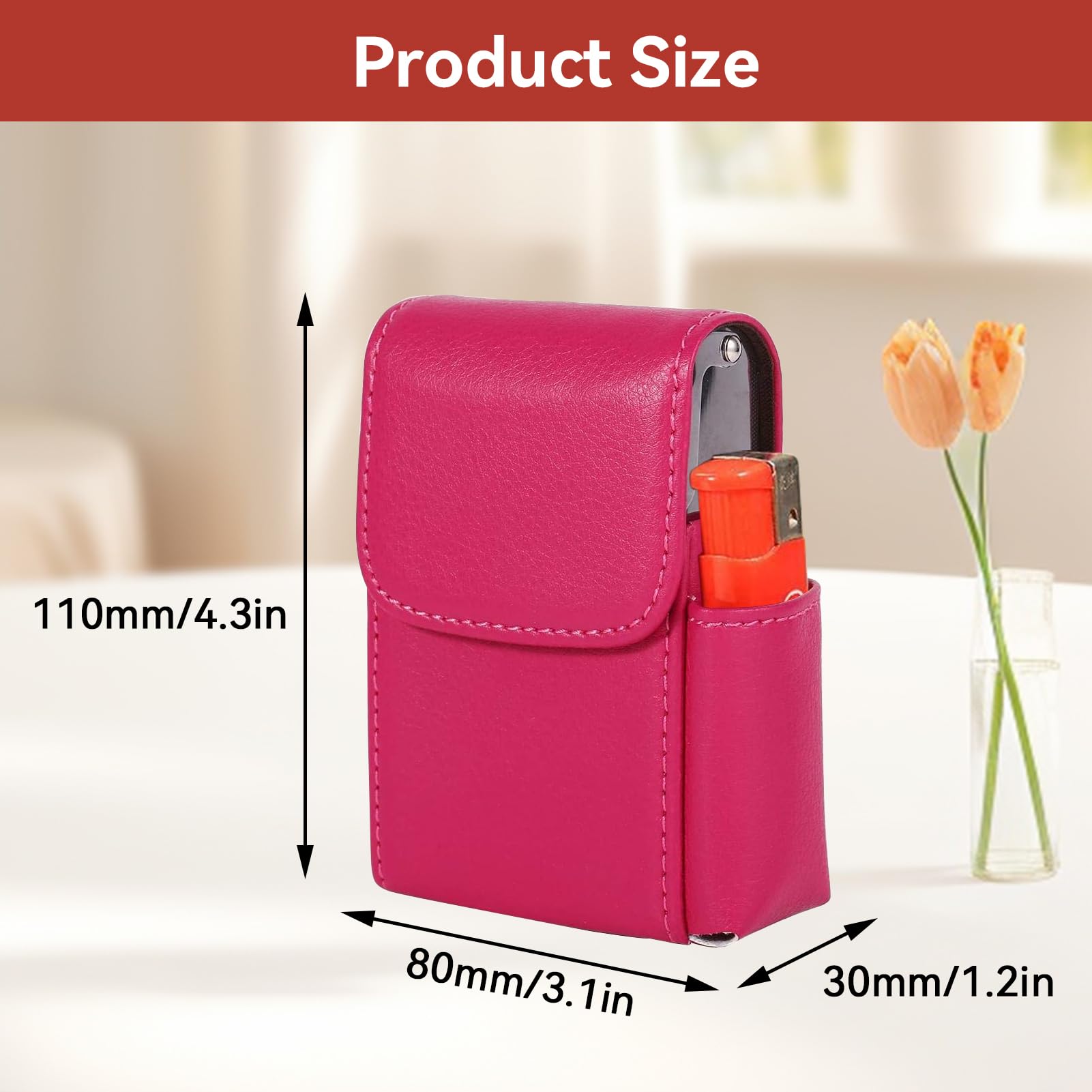 Portasigarette Cover con più Leggero Porta Slot,Portasigarette in Pelle PU,Pacchetto Sigarette Custodia Porta Sigarette per Sigaretta Box per Uomo e Donna per Tabacco Supporto