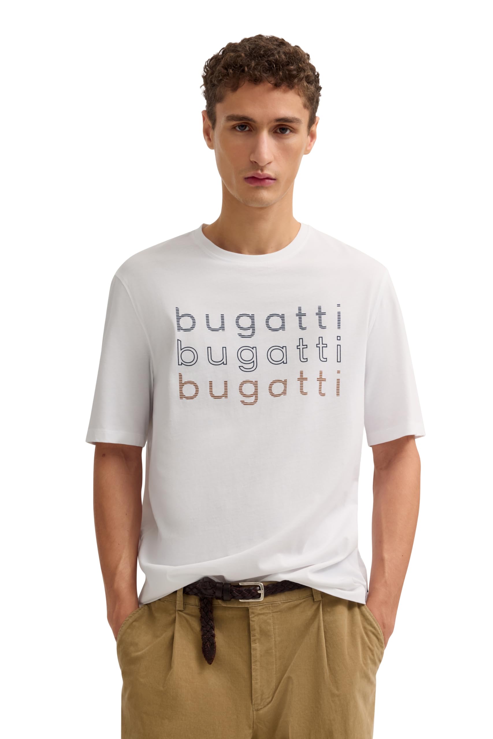 Bugatti Men's 10-White 8350-15042E Short Sleeve T-Shirt, White (10), Xxl