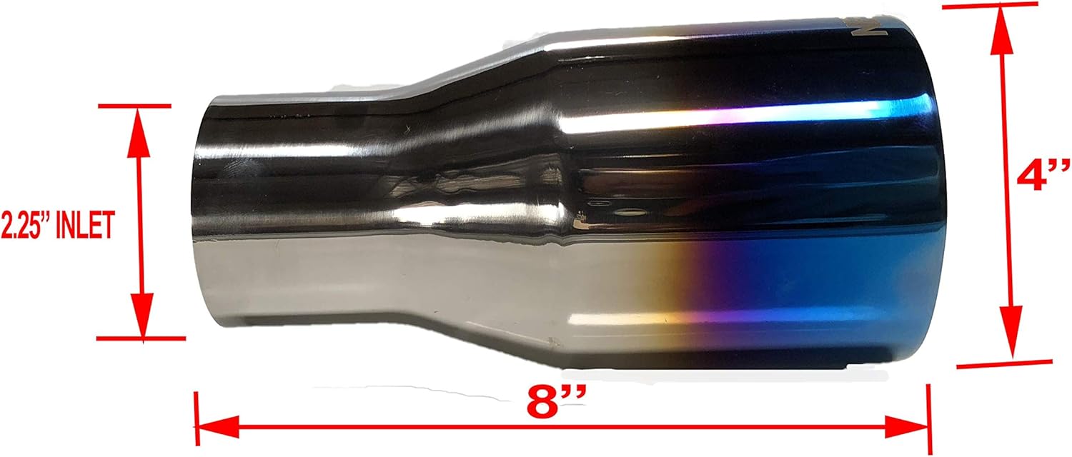NETAMI NT-2371 Double Wall T304 Stainless Steel Exhaust Tip with Blue/Purple Shift Weld-on (Inlet 2.25"/Outlet 3.5" Purple)