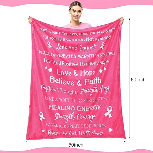 Miniatura 3 de Tioncy 10 unidades de regalos para sobrevivientes de cáncer de mama para mujeres, cesta de cuidado de quimioterapia, paquete de 50 x 60 pulgadas,