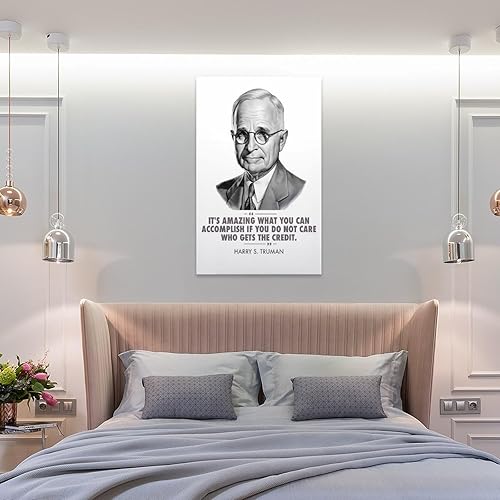 Miniatura 8 de AAHARYA Póster de Harry S Truman con citas inspiradoras de retrato del presidente de Estados Unidos, arte impreso en lienzo (5) lienzo para