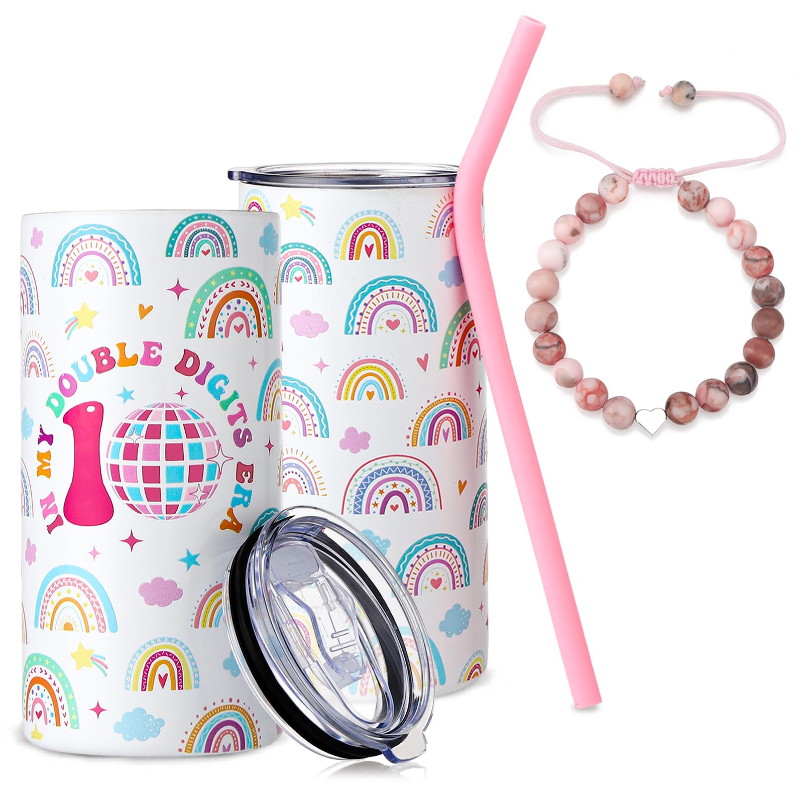 saerryor Birthday Gifts for 10 Year Olds Girls, Cool Presents for 10 Year Old Girl, Tumbler Mug and Bracelet,10th Birthday Gifts for Daughter,Niece,Granddaughter,Friends,Sisters — image 1