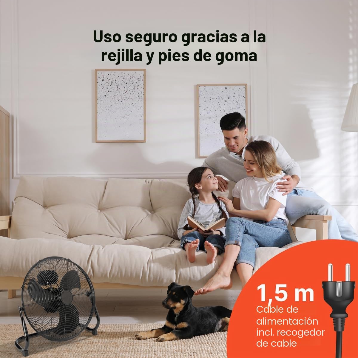 Proficare, Ventilador de Aire Diseño Retro Acero Inoxidable Negro 50 cm PC-VL3067WM, Ventilador Silencioso 120W, 3 Niveles de Velocidad, Ángulo de Inclinación Ajustable, Rejilla Metálica