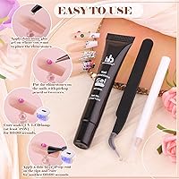 Vista 5 de Kit de pedrería para uñas BELLEBOOST, 15ml de pegamento de gel con strass + gemas coloridas + cristales de vidrio flatback AB y gemas transparentes