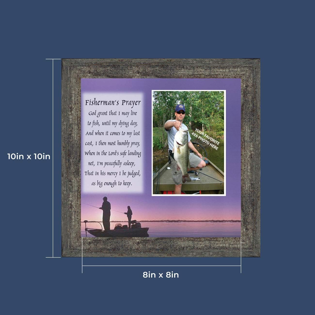 Crossroads Home Décor Fisherman's Prayer, Personalized Fishermen's Gifts, Fishing Decor Picture Frame 9701BW