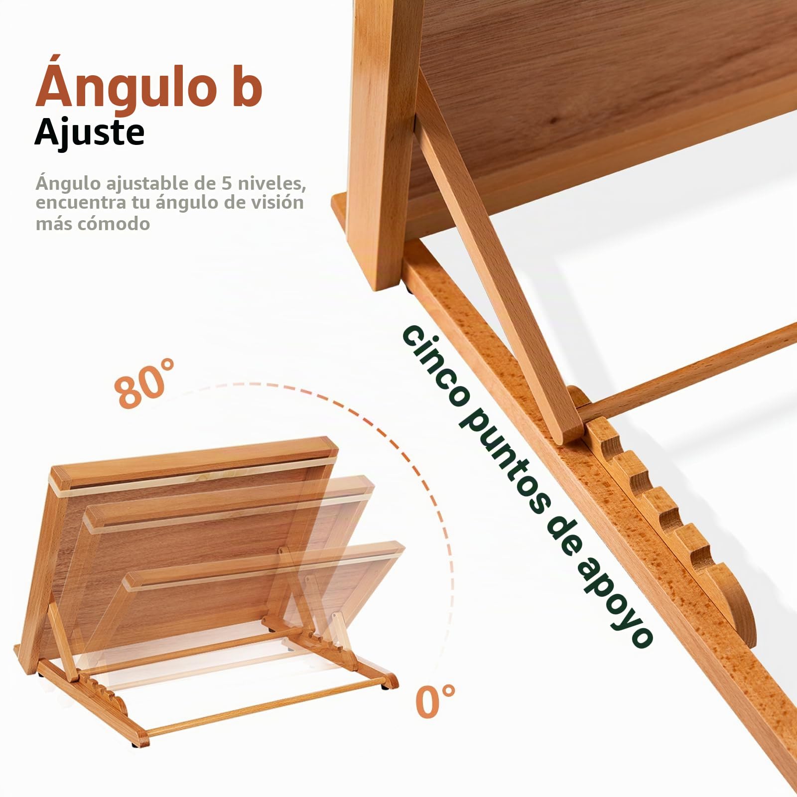 DJAR Mesa de Dibujo de Madera, Caballete de Mesa y Tablero de Bocetos 47 x 36 cm, Soporte de Dibujo con Ángulo Ajustable en 5 Posiciones