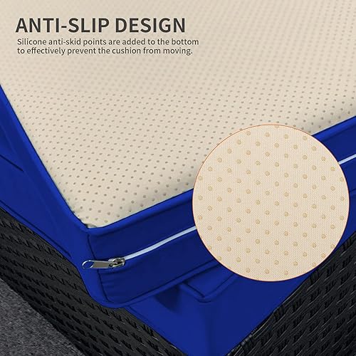 Miniatura 4 de Juego de fundas de cojín de repuesto para exteriores para 6 asientos, patio, silla seccional de mimbre, muebles con funda de tela repelente al agua,