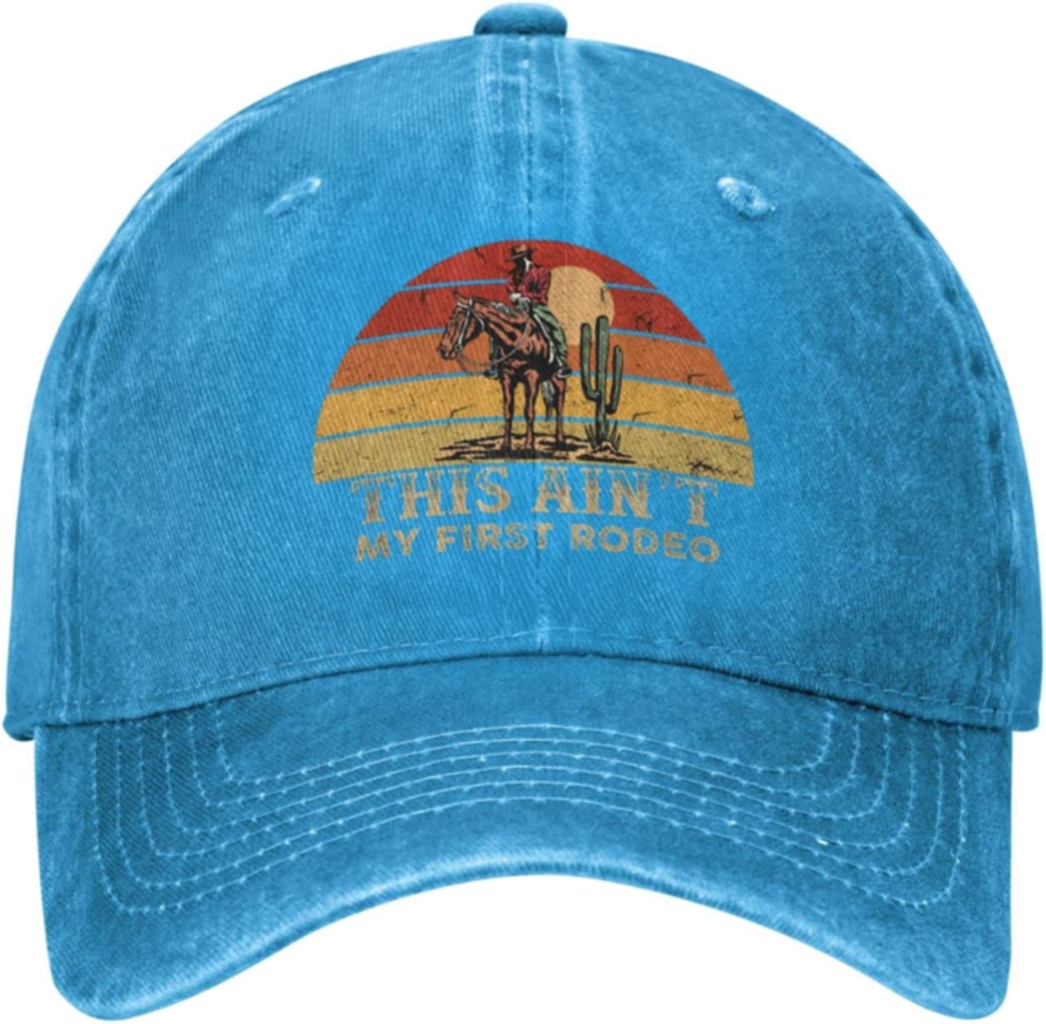 FJQWKLF This Ain't My First Rodeo Hat for Women Baseball Caps Funny Cap Blue