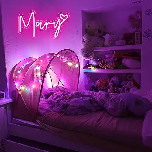 Miniatura 4 de ATTNEON Letrero de neón grande con nombre de María, luz LED de neón para dormitorio de niños, decoración de fiesta de cumpleaños, letrero de neón