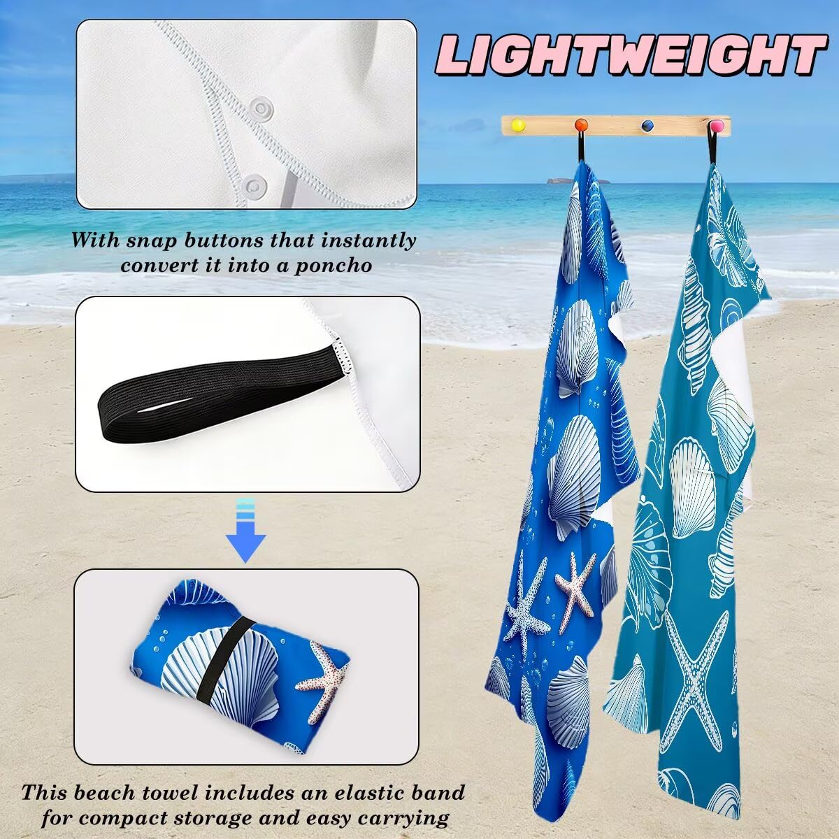 Toalla Playa 80x160 cm, Toalla Gimnasio Microfibra Secado Rapido, Juego de 2 Antiarena Toallas de Playa, Ligera Compacta Toallas Microfibra Grande para Viaje, Regalo Hombre Regalo Mujer (Azul) -4735