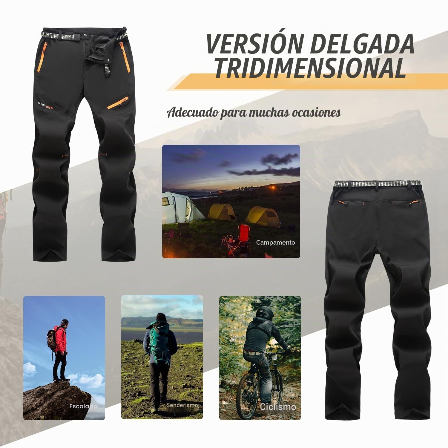 SUKUTU Pantalones de Trekking para Hombre Ligeros y Transpirables de Secado rápido para Exteriores