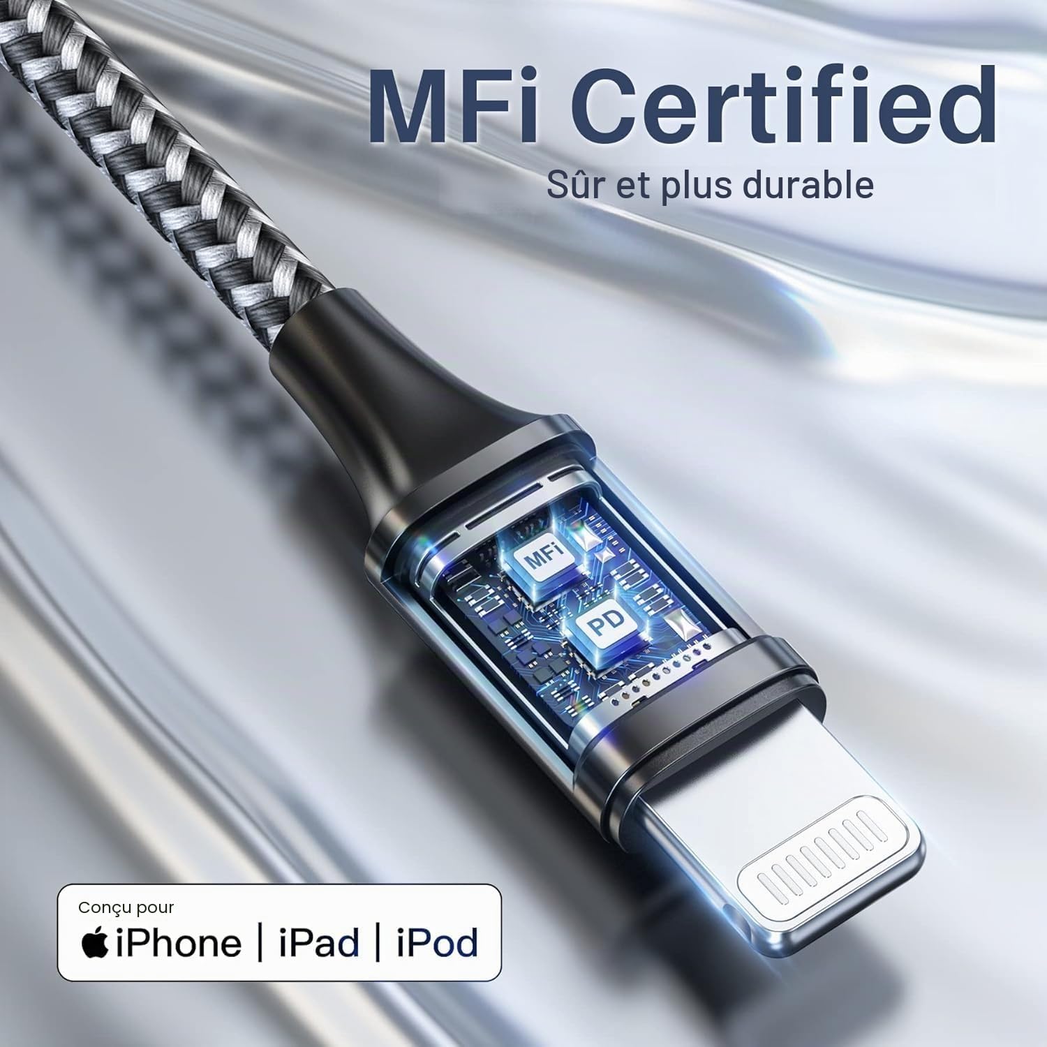 RAVIAD Cable iPhone USB C Court, Cable USB C vers Lightning 0.5M+0.5M MFi Certifié Câble USB C Lightning Chargeur iPhone Rapide Fil pour iPhone 14 13 12 11 Pro Max Mini XR XS X 8 7 Plus 6s 6 SE