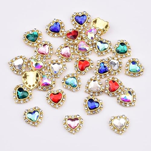 Miniatura 8 de 30 piezas de piedras preciosas con forma de corazón brillante, decoración de uñas, decoración de uñas, decoración de salón de manicura, ornamento de