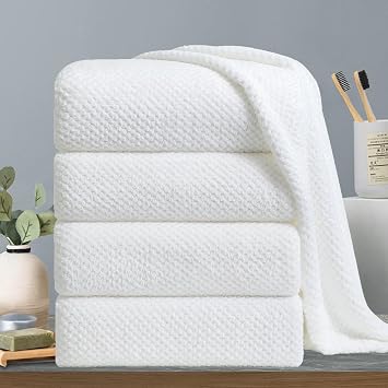 Extra Large Bath Towels Set 35x70 Inches - White Luxury 600 GSM Oversized Bath Sheet Towel,Ultra Soft Microfiber - Quick Dry,Highly Absorbent Shower Towels Spa Hotel Bathroom Towel Set 4-Pack