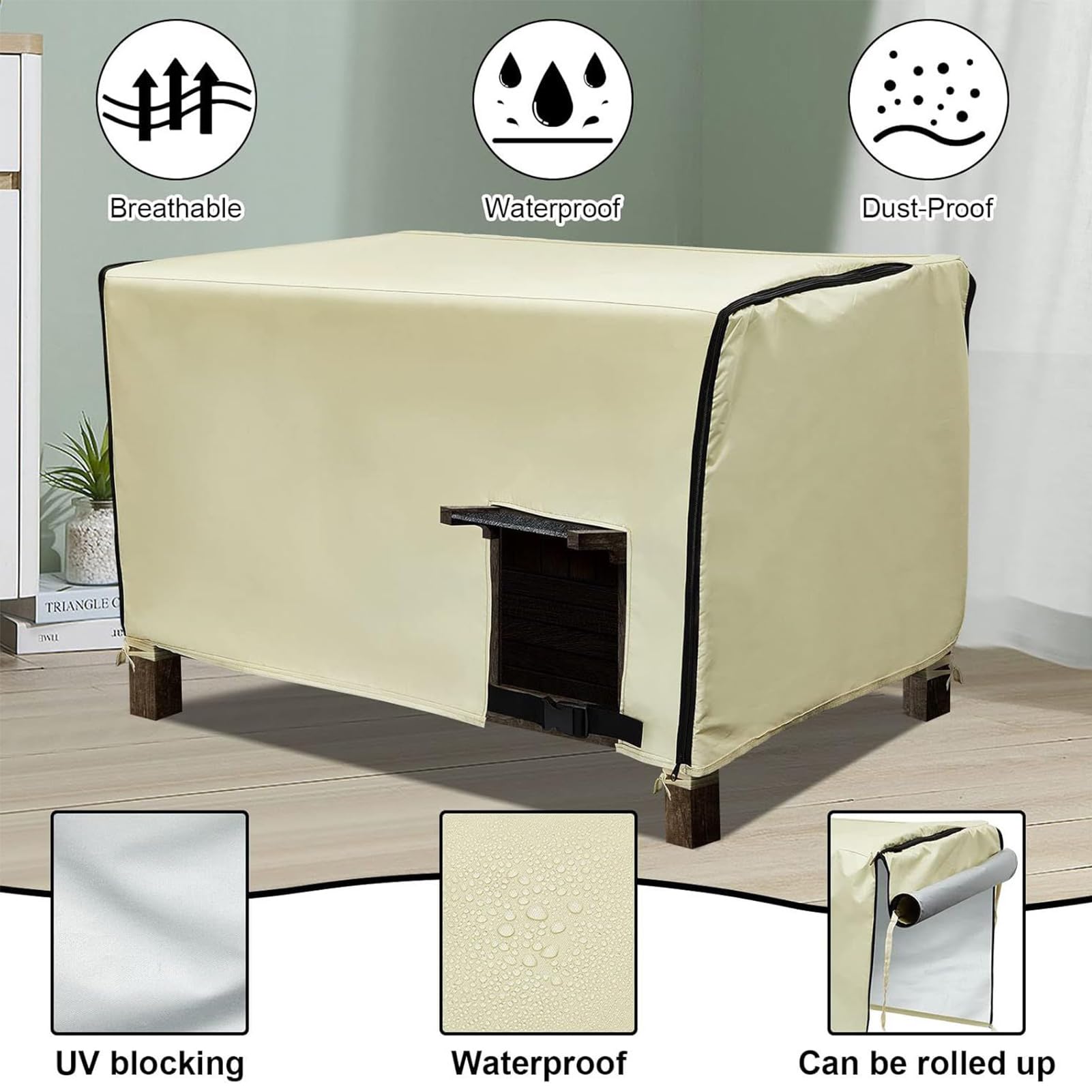 Copertura per gabbia per cani: grande copertura per gabbia impermeabile con isolamento ventilato, ombra di privacy per cuccioli, canili e letti per cani | esterno, interno, patio, CAM