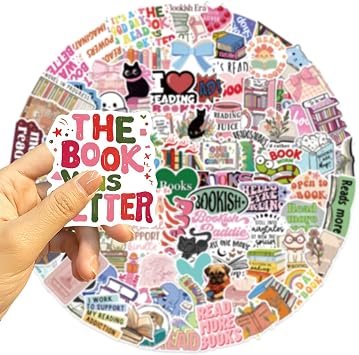 100pcs Book Stickers for Kindle, Bookish Reading Stickers for Laptop, Booktok Book Lover Clear Vinyl Case Gifts Accessories for Teens Adults