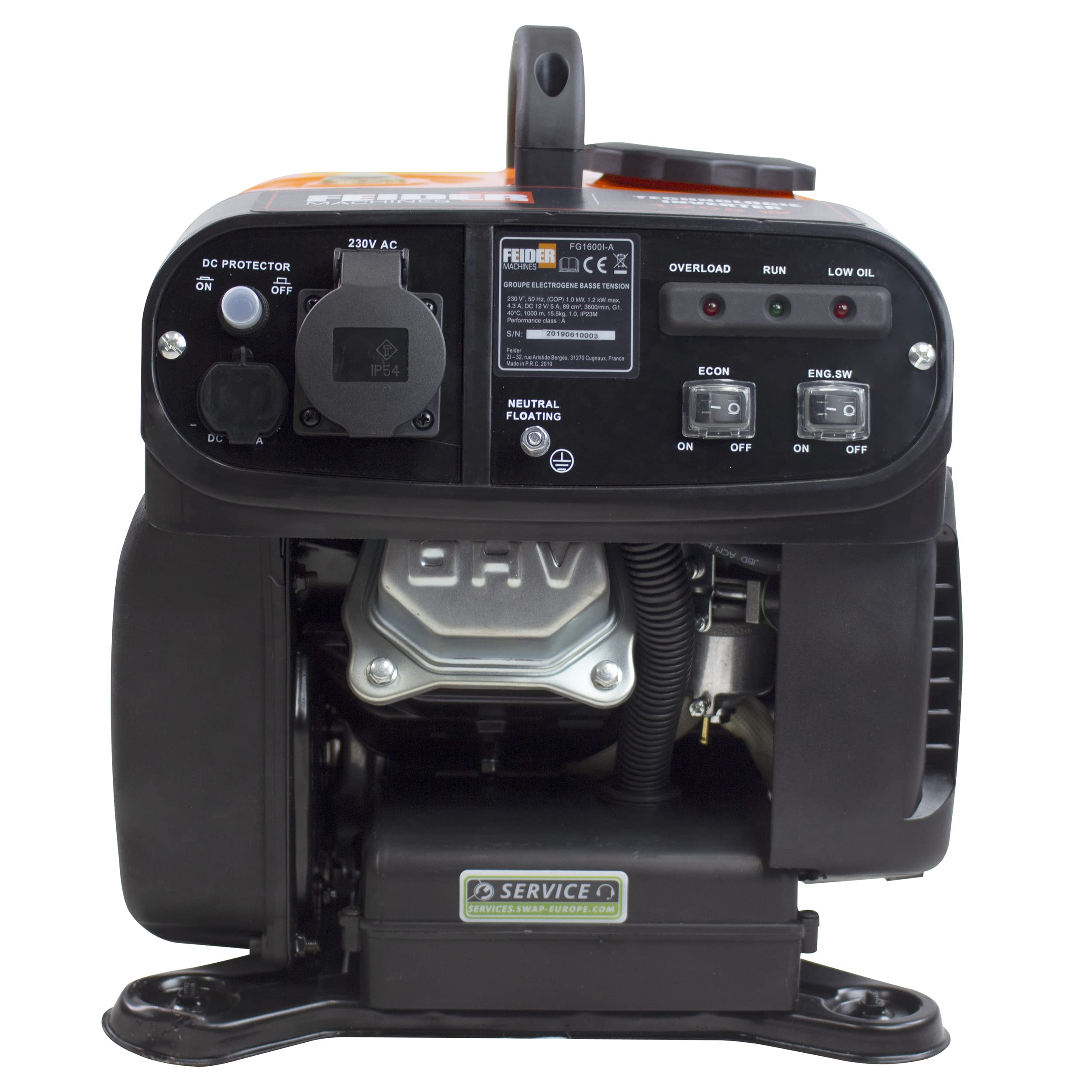 FEIDER - Generatore a benzina Inverter 1200 W - avvio manuale con lanciatore - FG1600i-A