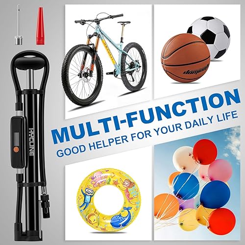 Miniatura 6 de Hycline Mini bomba de bicicleta con manómetro bomba de marco de bicicleta portátil de 140 PSI para neumáticos BMX MTB de carretera - Bomba de