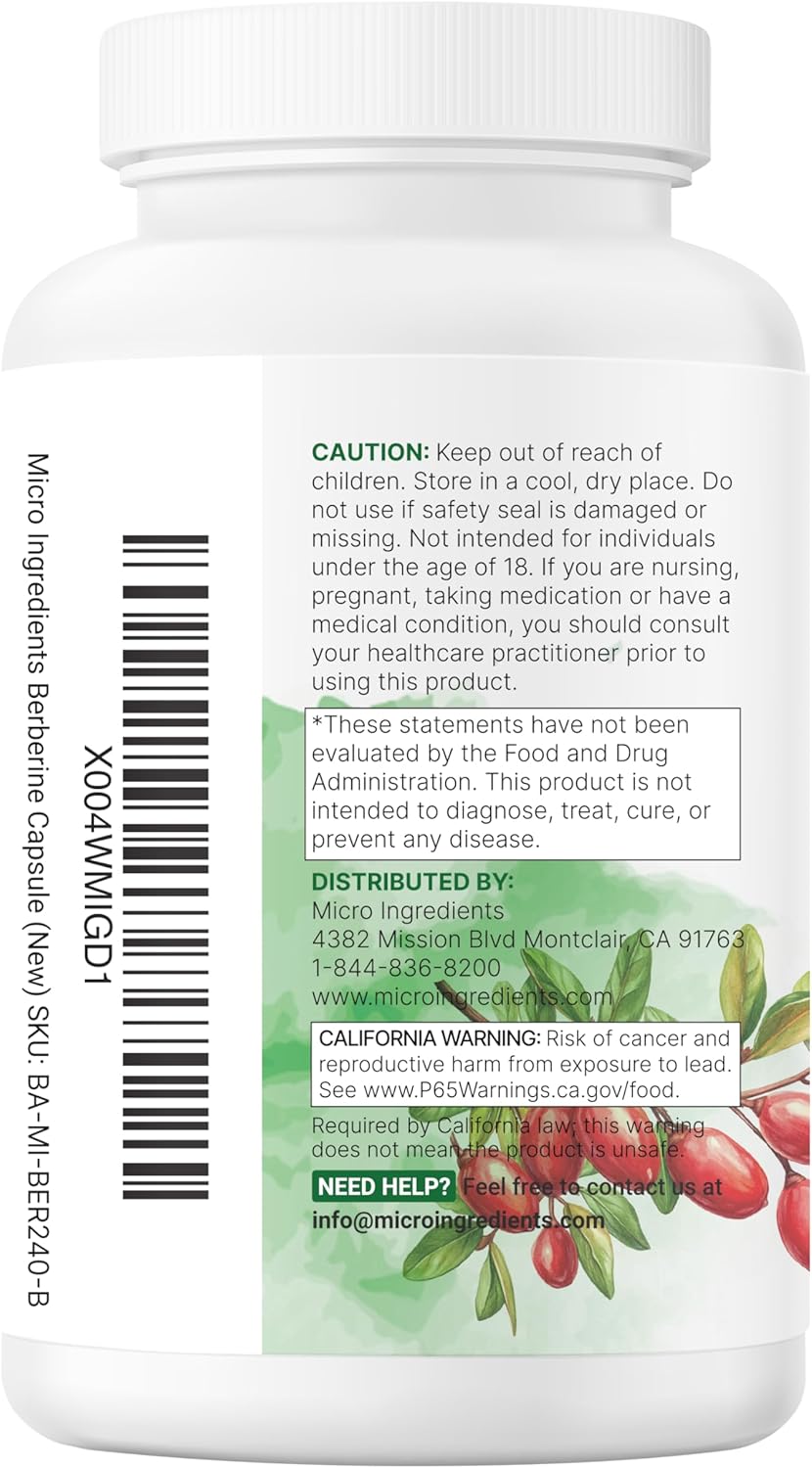 Berberine with Ceylon Cinnamon, Chromium, & Turmeric, 240 Veggie Capsules | Berberine HCl Supplement + Turmeric Root & Cinnamon Bark Extract | Non-GMO, Gluten Free - Image 7