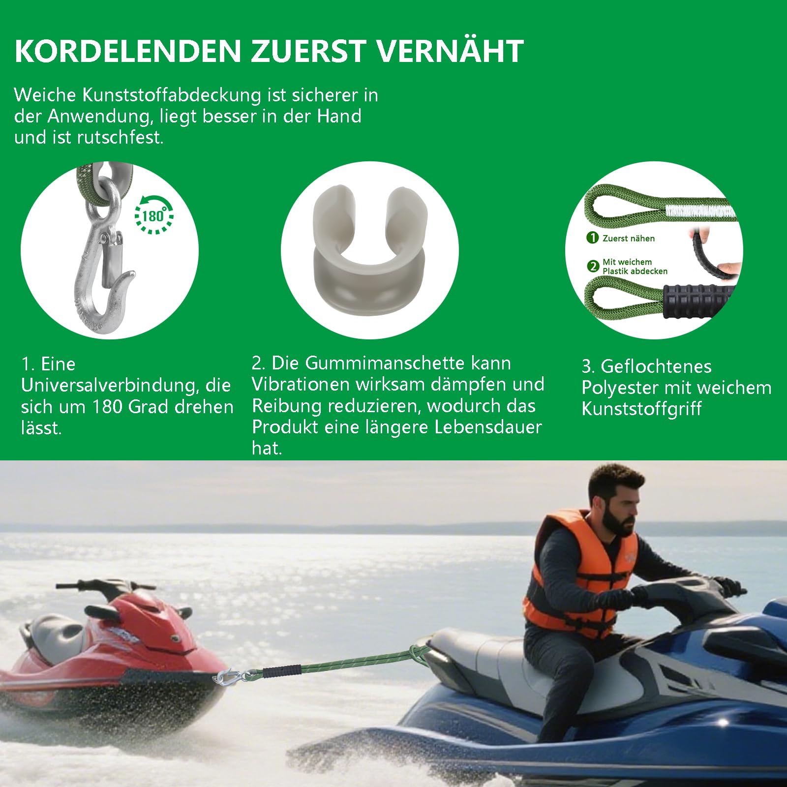2er Schaukel Befestigung Seil,63.5CM Hängematte Hängesessel Balken Seil Aufhängungs Set,Tragkraft 450kg,mit Haken,HängemattenBefestigung für Indoor Outdoor-Spielplatzschaukeln Hängematten, Grün
