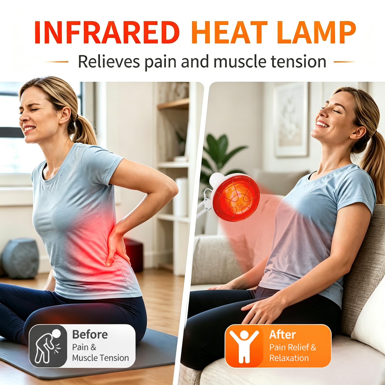 Rotlichtlampe Infrarotlampe Wärmelampe 150 Watt – Infrarotlicht Rotlicht Lampe zur Schmerzlinderung & Therapie, Infrarot Wärmelampe mit Timer für Gesicht, Verstellbare Red Light Therapy Infrared Lamp
