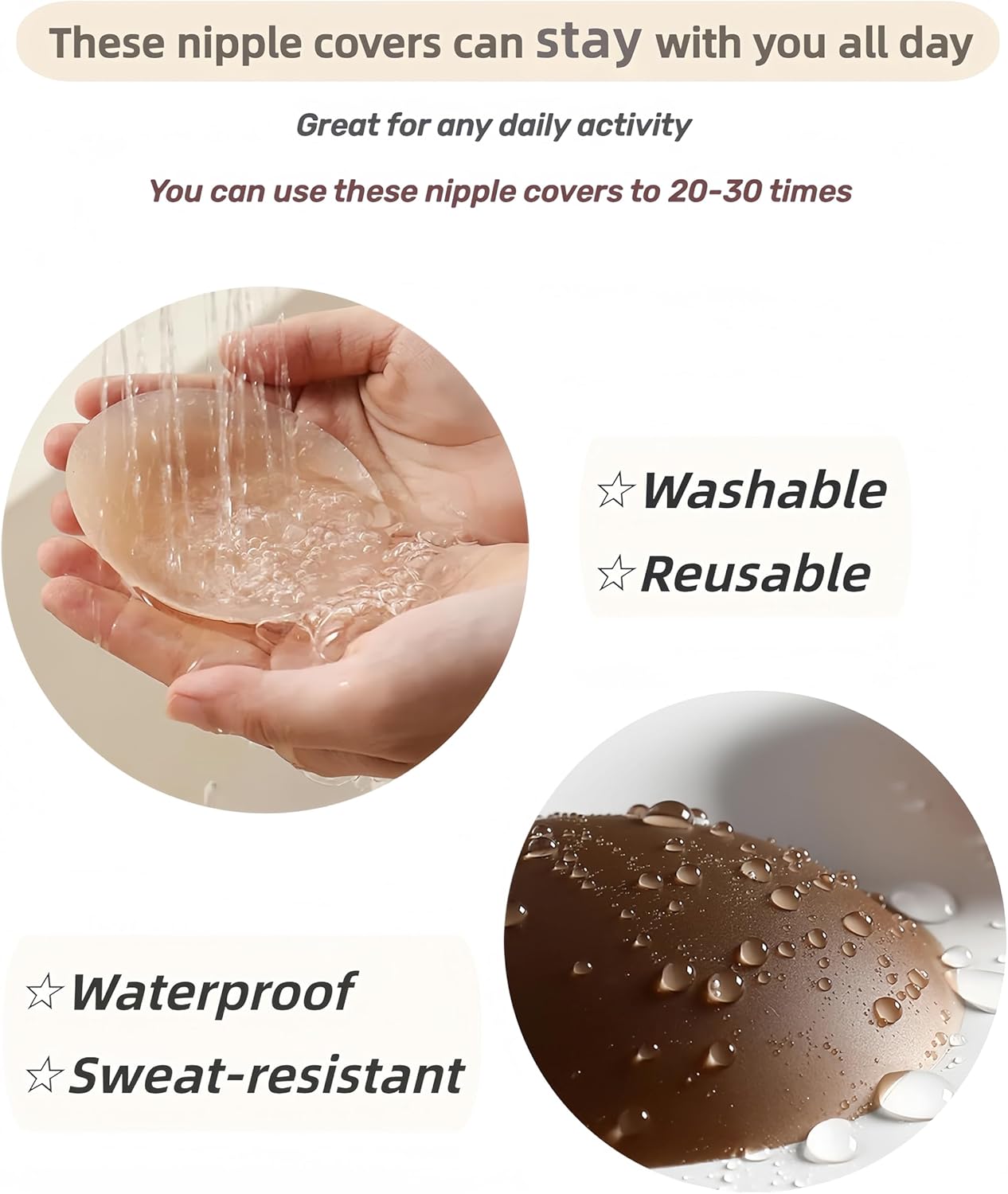 Grace Form Nipple Covers Reusable Nipple Cover for Women Nipple Pasties 2 Pairs Pasty Nipple coverings - Image 2