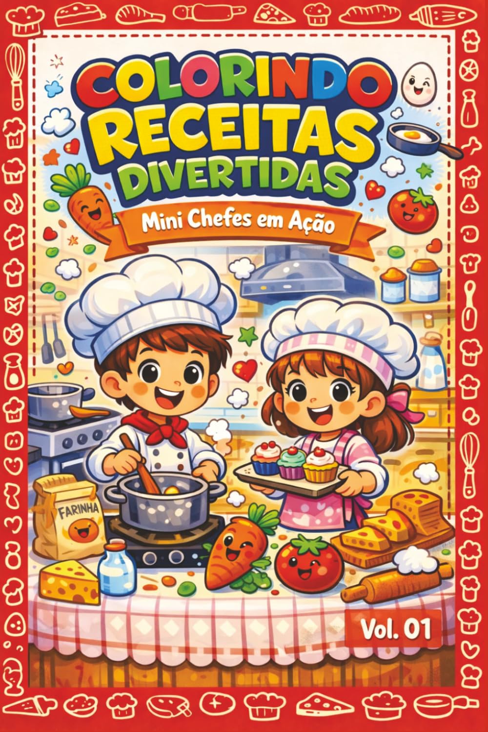 Colorindo Receitas Divertidas: Livro de Culinária Infantil para Colorir e Cozinhar com os Pais | Mini Chefs em Ação – Receitas Fáceis e Atividades para Crianças