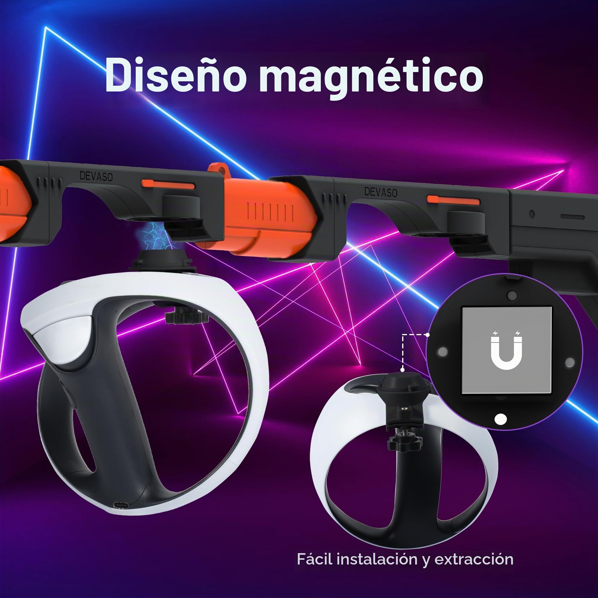 Soporte magnético para controlador de pistola de VR para mango PSVR2, soporte de pistola de liberación rápida para PlayStation VR2, accesorios de juego de disparo
