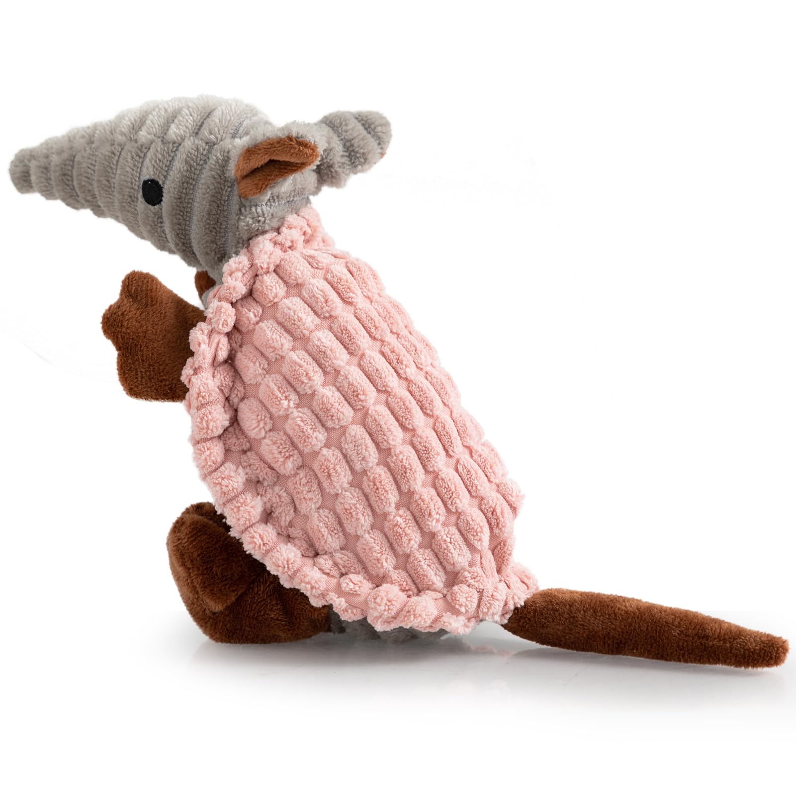 Hollypet Dog Toys, Plush Dog Toys, Squeaky Dog Toys, Stuffed Toys for Small Medium Large All Breed Sizes Dogs, Big Armadillo Animals Toy, Puppy Chew Toy with Clean Teeth, Light Pink