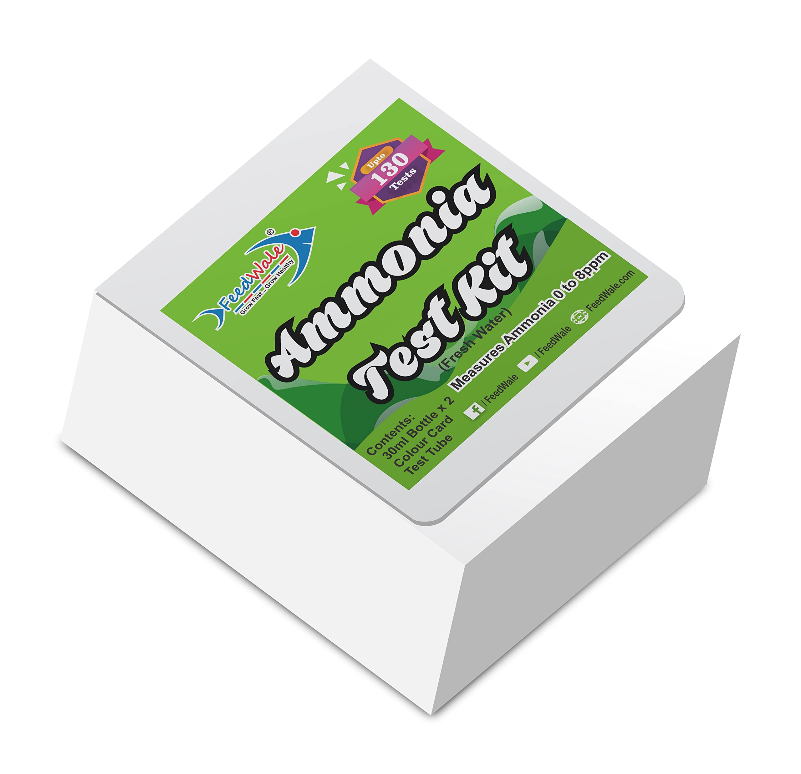 FeedWale Freshwater Ammonia Test Kit NH3/NH4 | Aquarium Water Test Kit | Fish Tank, Koi Pond & Fish Pond Water Quality Testing | Measures 0-8 ppm | Up to 130 Tests 4