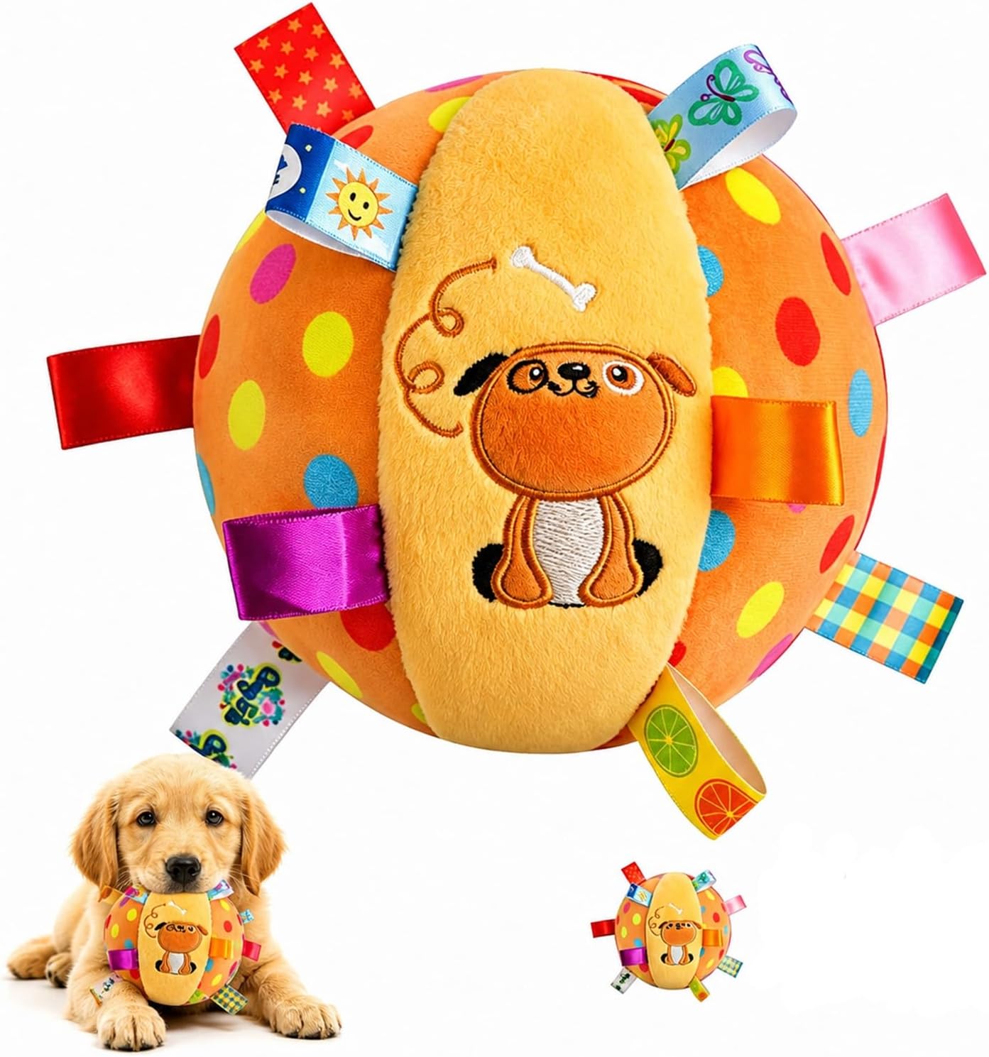 Colorful Squeaky Hanging Dog Training Toy, Hanging Ball for Dogs, 6-Inch Soft Stuffed Ball with Cotton Material, Pet Interactive Fetch Toy for Dog（1） image 2
