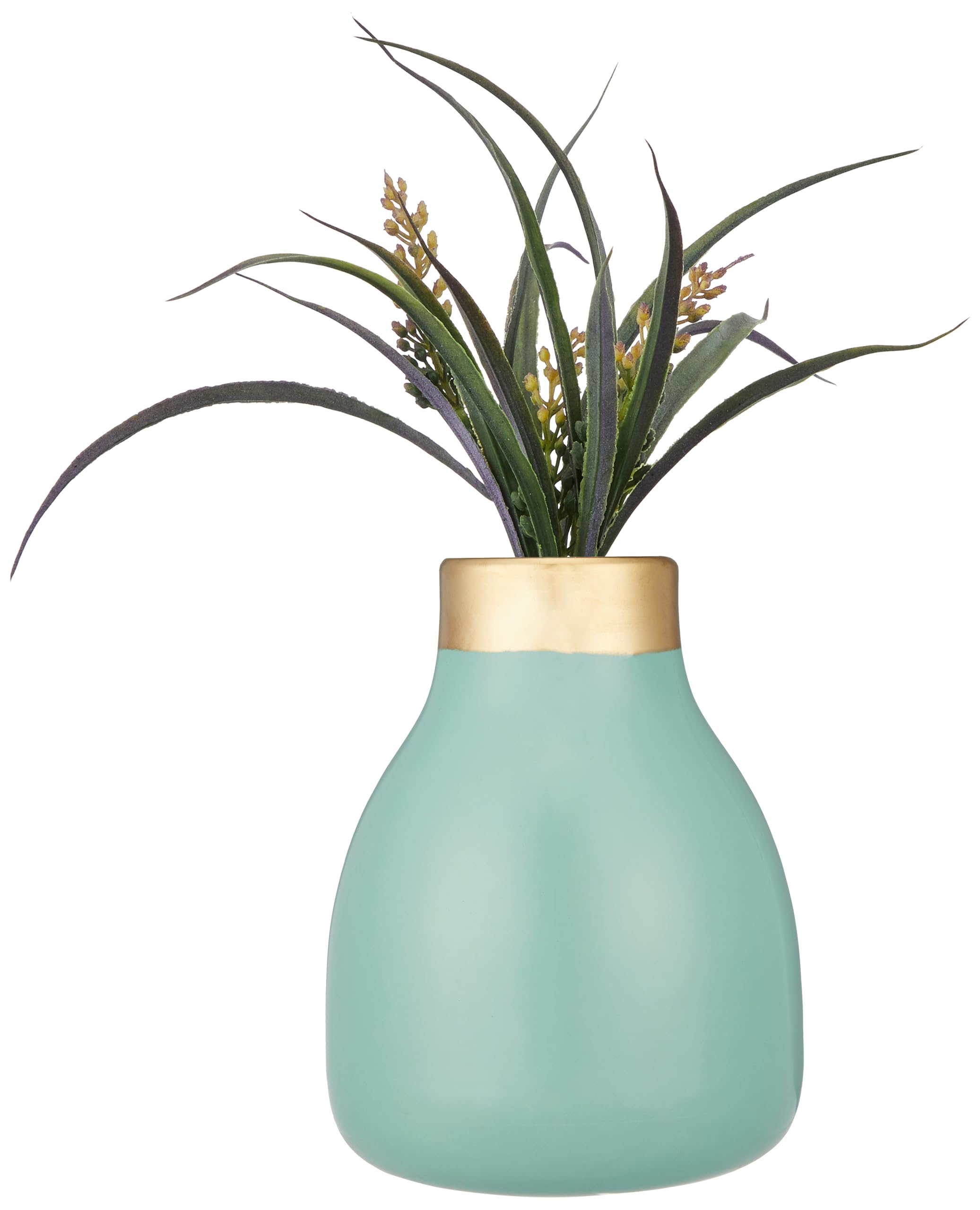 Amazon Brand - Solimo Flower Vase with Rust-Resistant Coating | Stylish and Easy-to-Clean Finish | Compact Design for Modern Décor | Bouquet Vase (Small) - Aqua