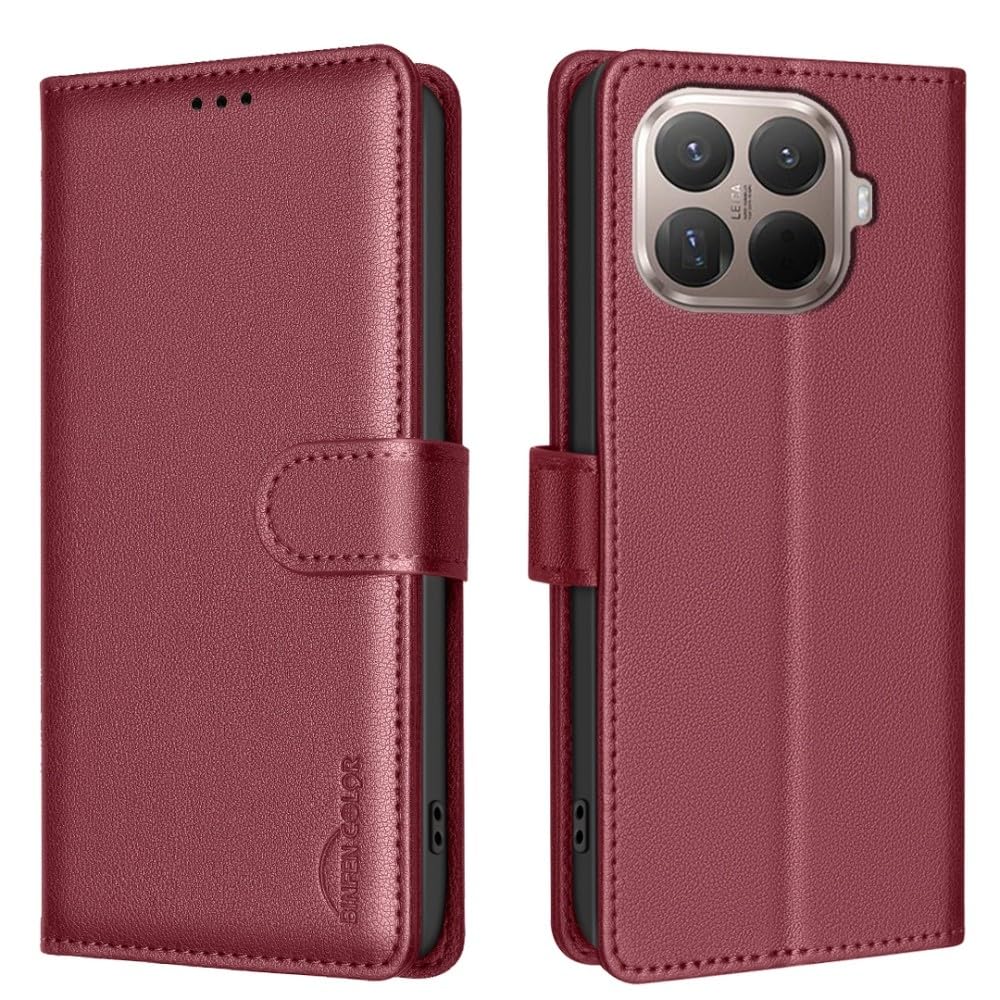 Housse cuir Redmi Note 14 Pro Plus étui rouge à rabat finitions premium