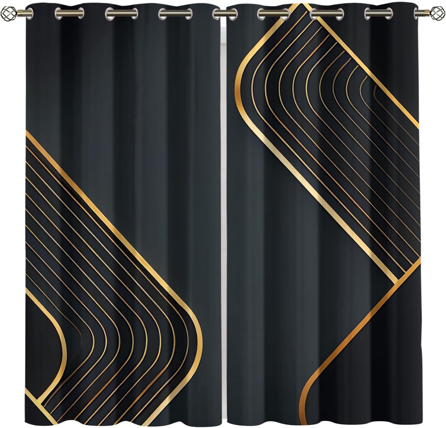 Blackout Curtains For Kids Bedroom, Abstract Geometric Stripes 280(W) X 180(H) Cm 3D Patterned Blackout Curtains 2 Panels Thermal Insulated Noise Reduce Soft Blackout Curtain For Boys G 9426352161809