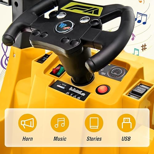 Miniatura 4 de OLAKIDS Carretilla elevadora de 12 V para niños camión de construcción de vehículos eléctricos con control remoto horquilla y palé auto alimentado