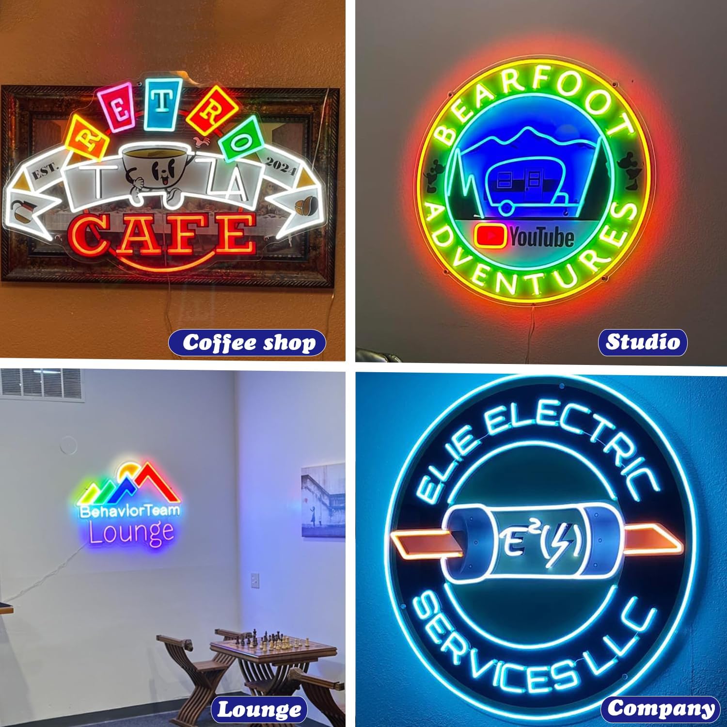 Custom Neon Sign Logo, Personalized LED Shop Name Logo Signs for Business Wall, Hanging Neon Lights Customizable Upload Picture UV Printed for Home Bar Nail Hair Office Room Decor, Size 10-60in Large - Image 5