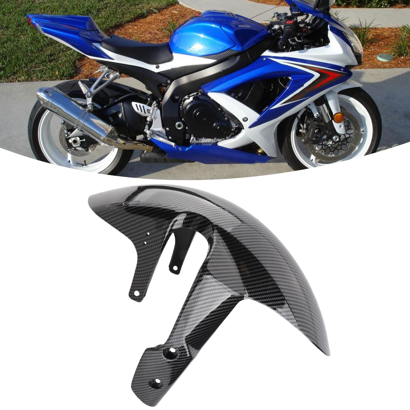 Błotnik Przedni Motocykla, Przedni Błotnik z Włókna Węglowego, Czarny Błyszczący Błotnik Wymiana dla GSX-R 600 750 K6 2006-2010,Błotniki,błotniki kół