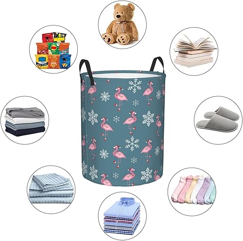 Miniatura 6 de AFHYZY Flamingo Laundry Hamper Large Collapsible Laundry Baskets with Handles Easy Carry Round Storage Basket Dirty Clothes Hamper Blanket Basket