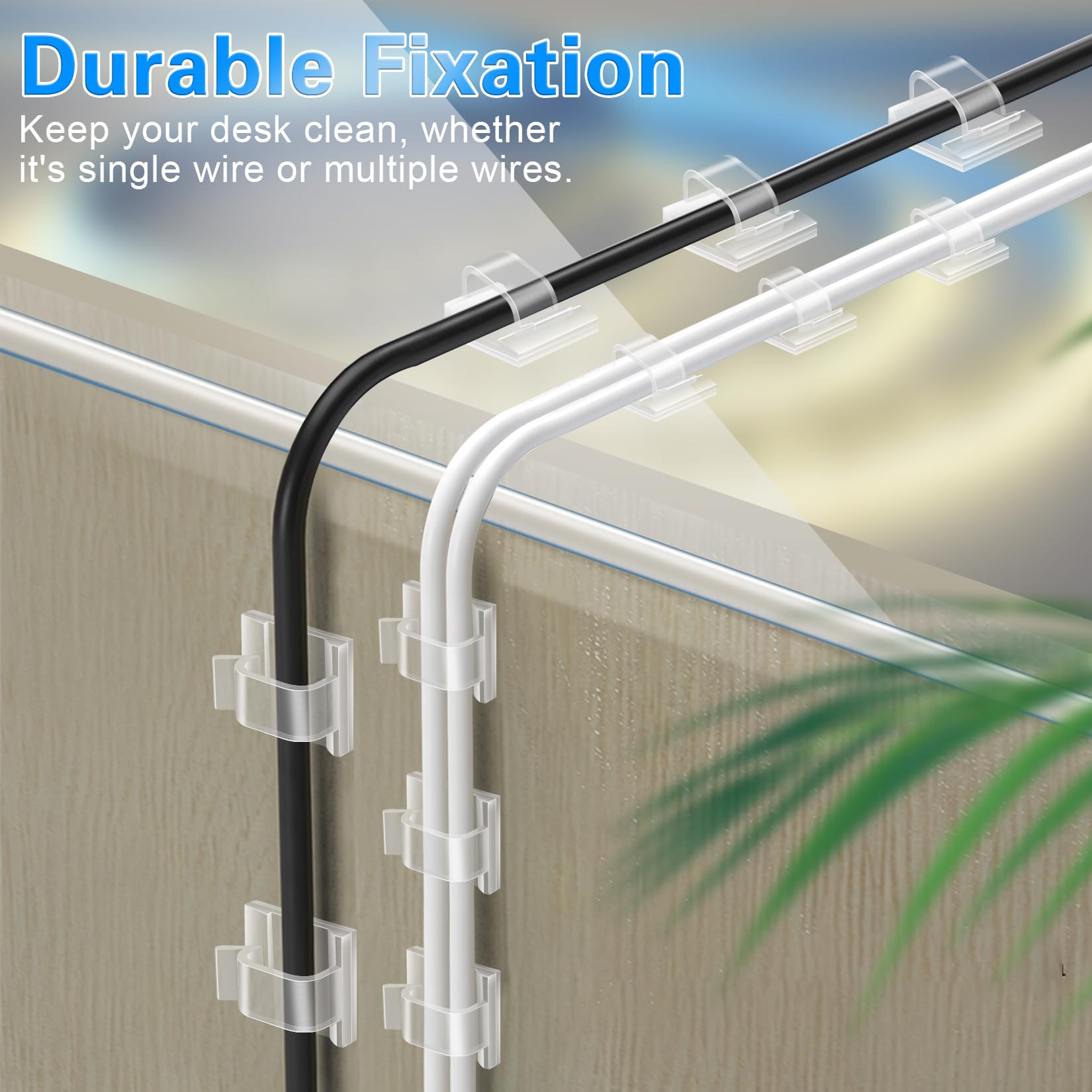 60 PCS XHF 5 8 Adhesive Cable Wire Clips Clear Outdoor Christmas Light Clips Cable Staples Cable Management — view 7