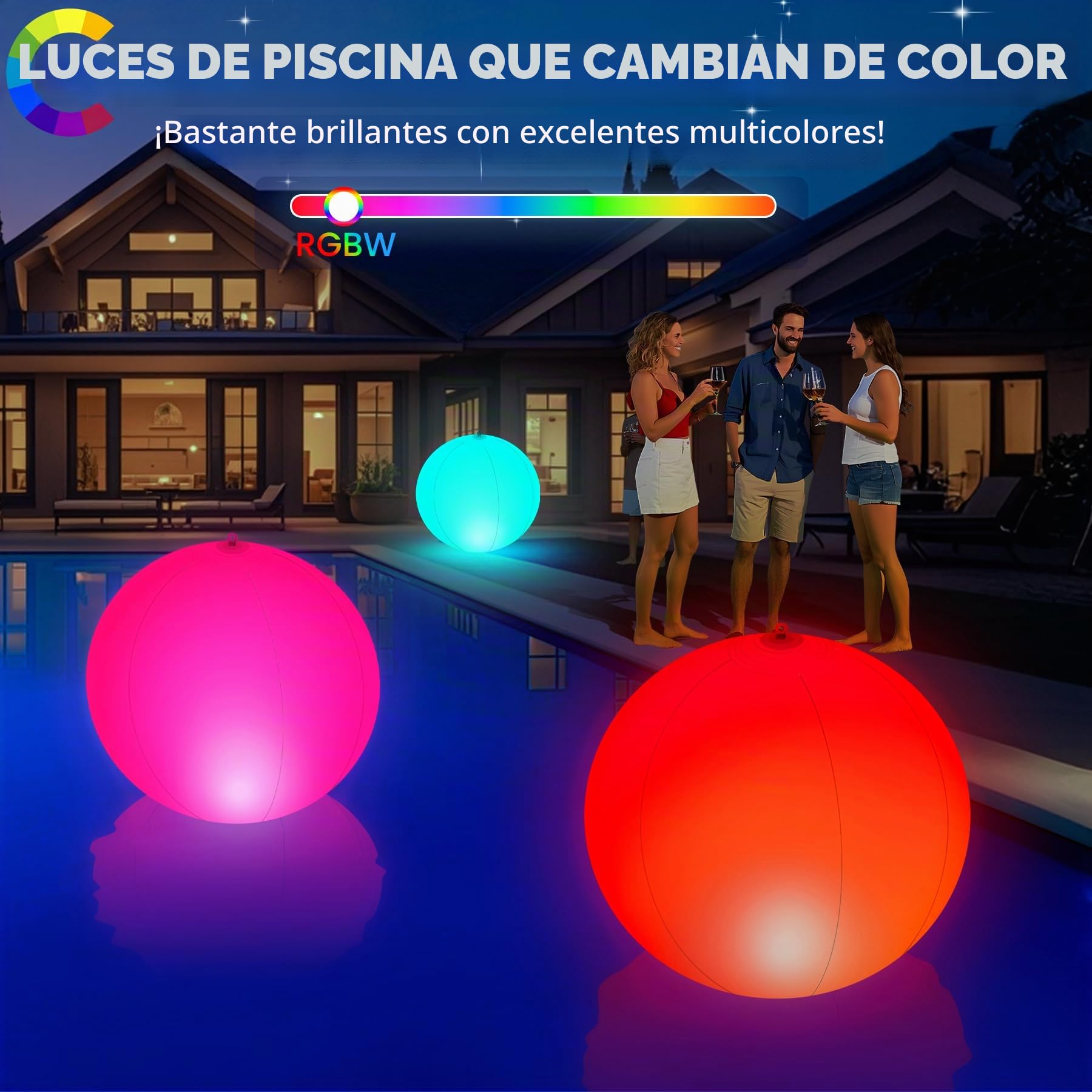 KingSom Luces Flotantes Piscina Solares, Ø35cm Inflables Bolas Luces para Piscina, Luz Solar Piscina Flotante Que Cambian de Color, Impermeables IP68 Bolas de Luz LED para Piscina Jardin - 2 Piezas