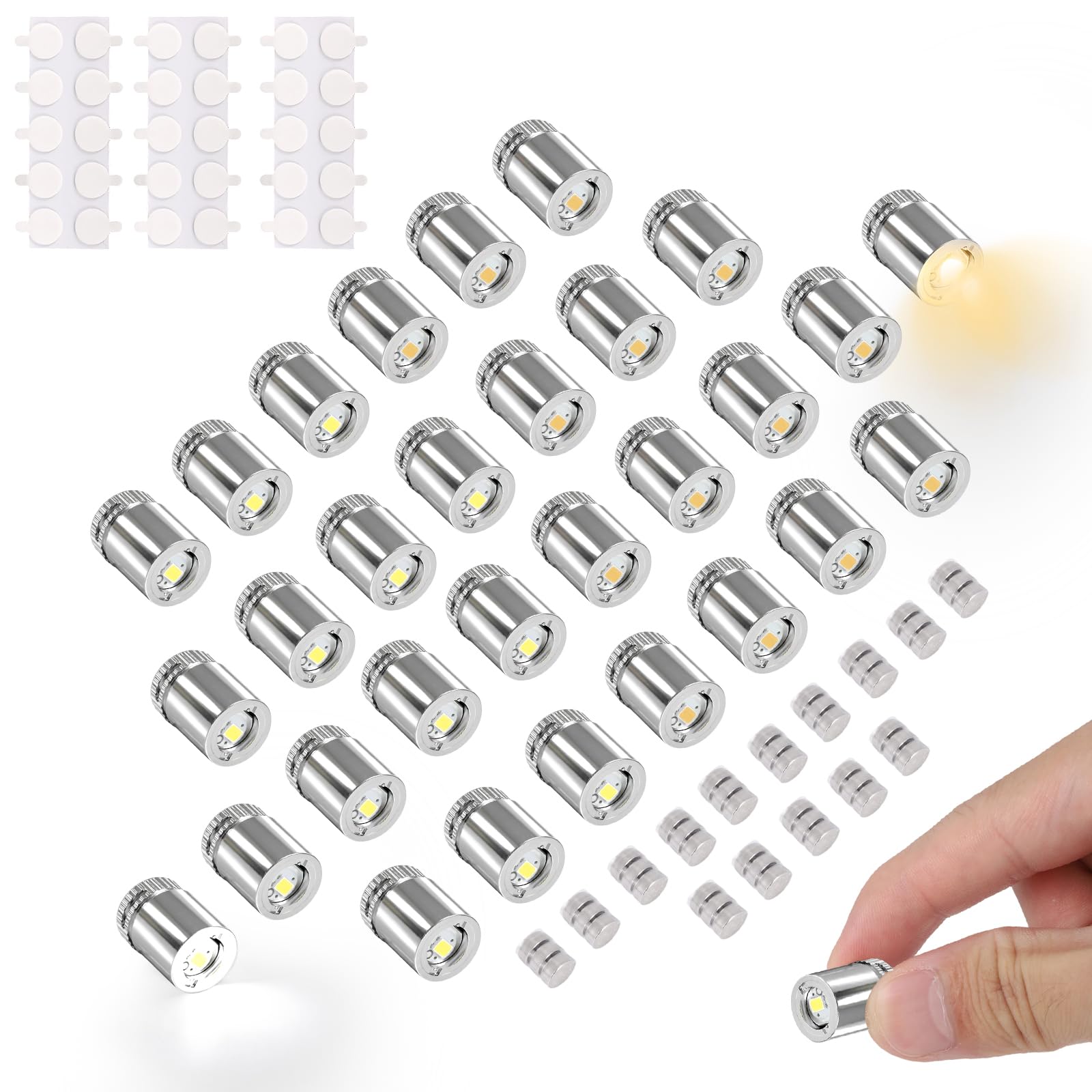 30pcs Miniature Led Lights, Micro Mini Tiny Small Led Decorative Lights with 15 Spare Batteries and 30 Adhesive Backings for Dollhouse Crafts Party Decoration Accessories (Warm White & Cool White)