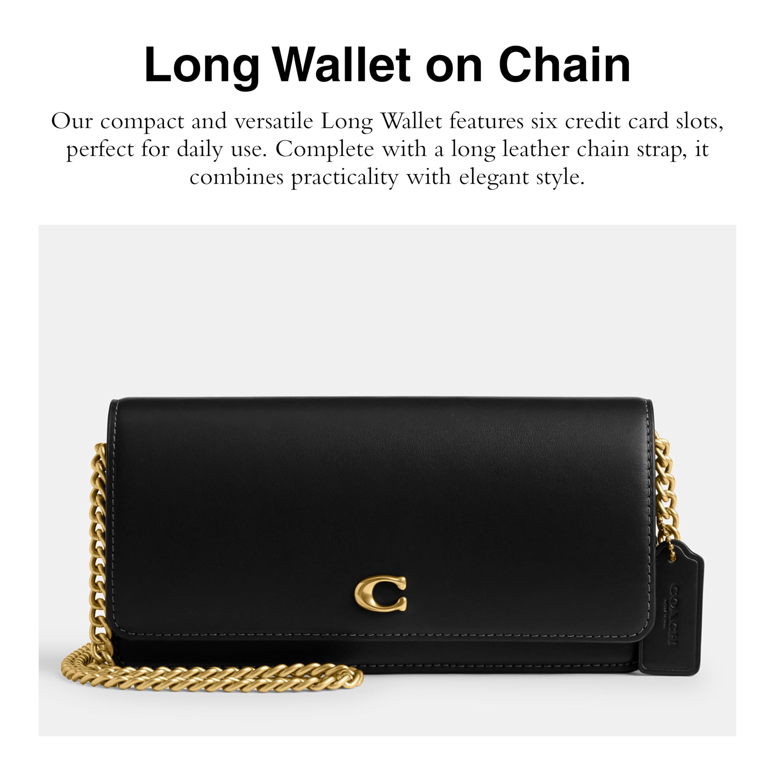 COACH Women's Evie Long Chain Accessory-Travel Wallet, B4/Black, One Size