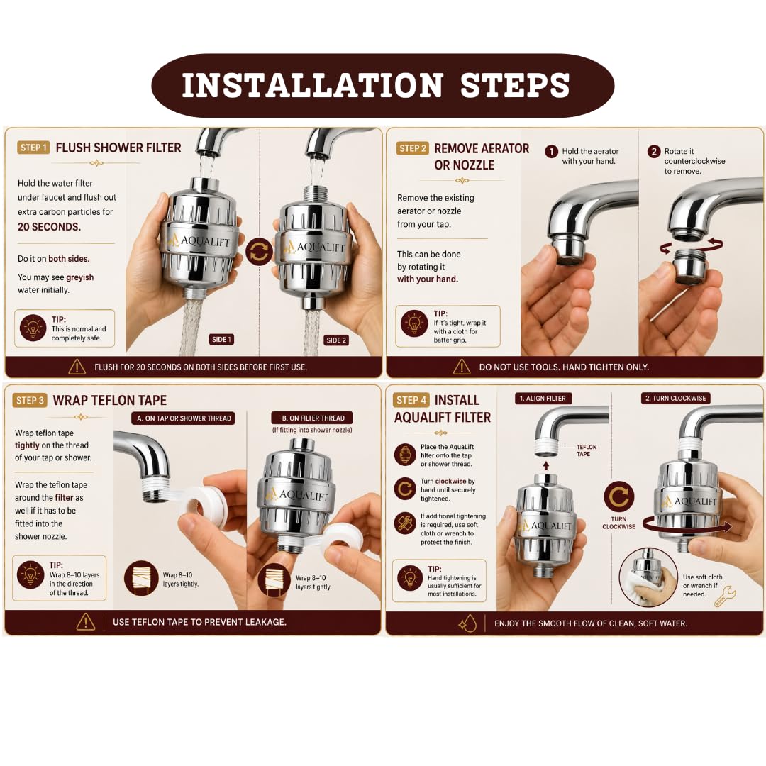 AquaLift Hard Water Filter - Shower Filter -6 AquaLift Hard Water Filter - Shower Filter -6