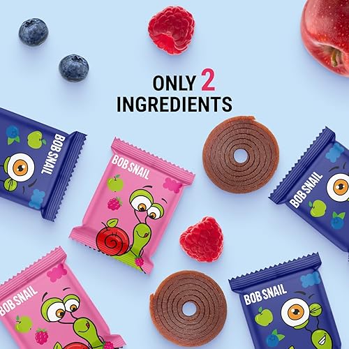 Miniatura 3 de Bob Snail Wild Berry Mix Fruit Roll Ups  Dulces saludables, aperitivos de frutas secas reales, sin azúcar añadido, vegano, sin nueces, dulces para