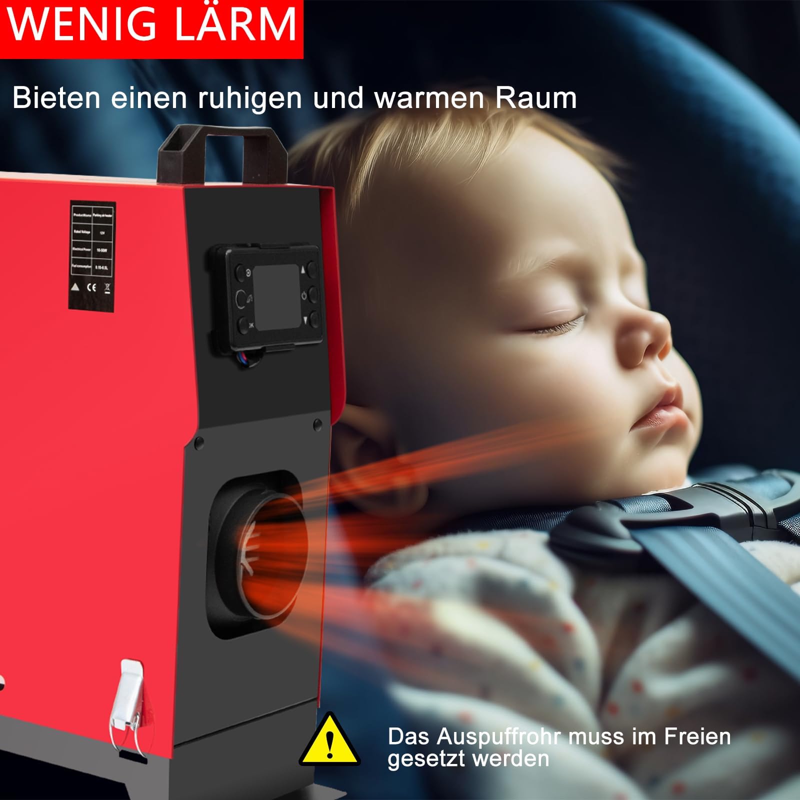12V Dieselheizung, 8KW Diesel Standheizung,Air Standheizung mit LCD-Monitor & Fernbedienung,Diesel Lufterhitzer für Wohnmobil Auto KFZ PKW LKW Wohnwagen RV Yacht (Rot)