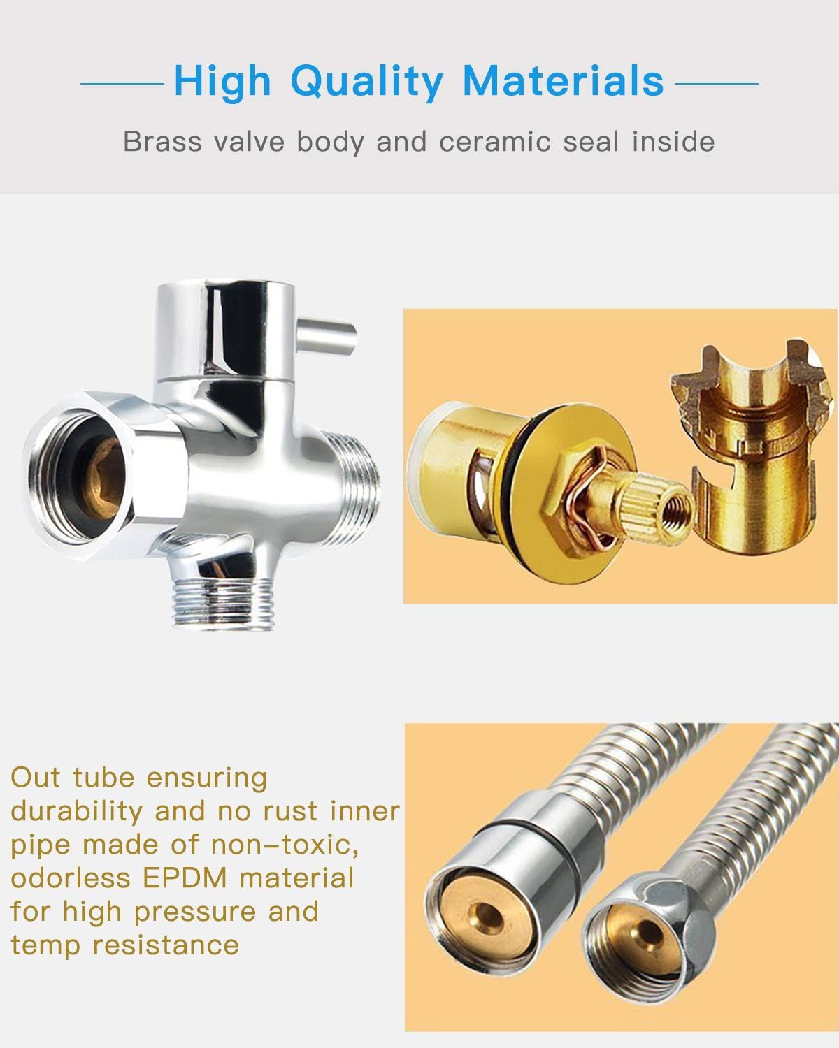 Handheld Bidet Toilet Sprayer Set with Single Mode Spray Head Premium Brushed Stainless Steel Sprayer for Bidet Attachment, Baby Cloth Diaper Sprayer Set, Bathroom Toilet Clean