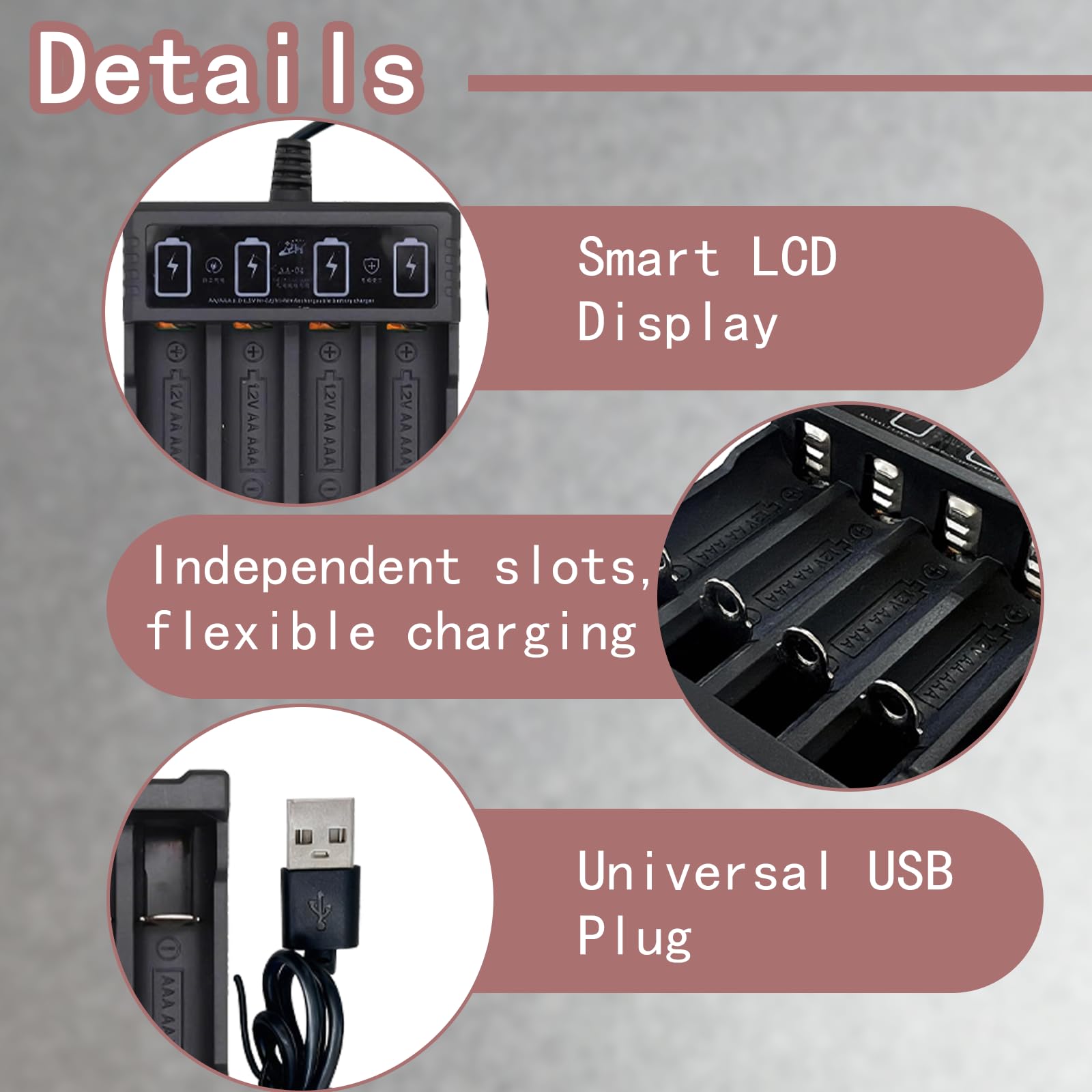 Caricabatterie Indipendente A 4 Slot Per Batterie Ricaricabili AA E AAA Ni-MH, Display LCD, Sistema Di Raffreddamento E Sicurezza Avanzata Per Ricariche Efficaci, Caricatore Pile Ricaricabili